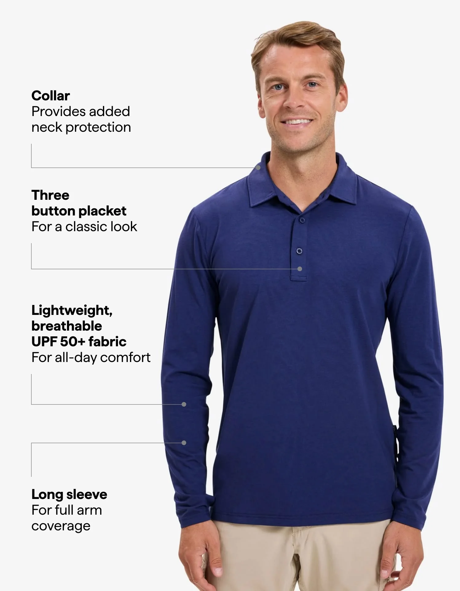Long Sleeve Polo Shirt UPF 50+ - Image 22