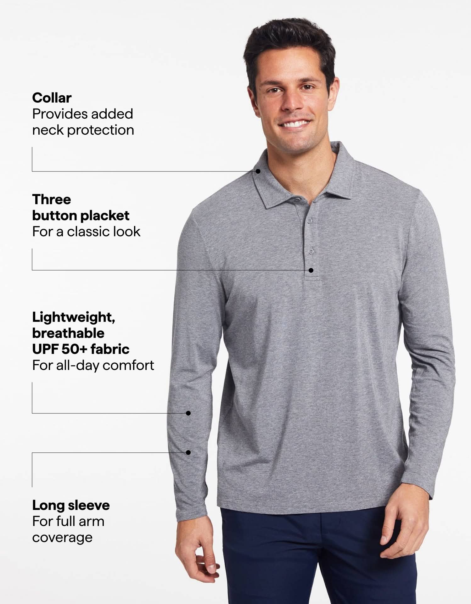 Long Sleeve Polo Shirt UPF 50+ - Image 28