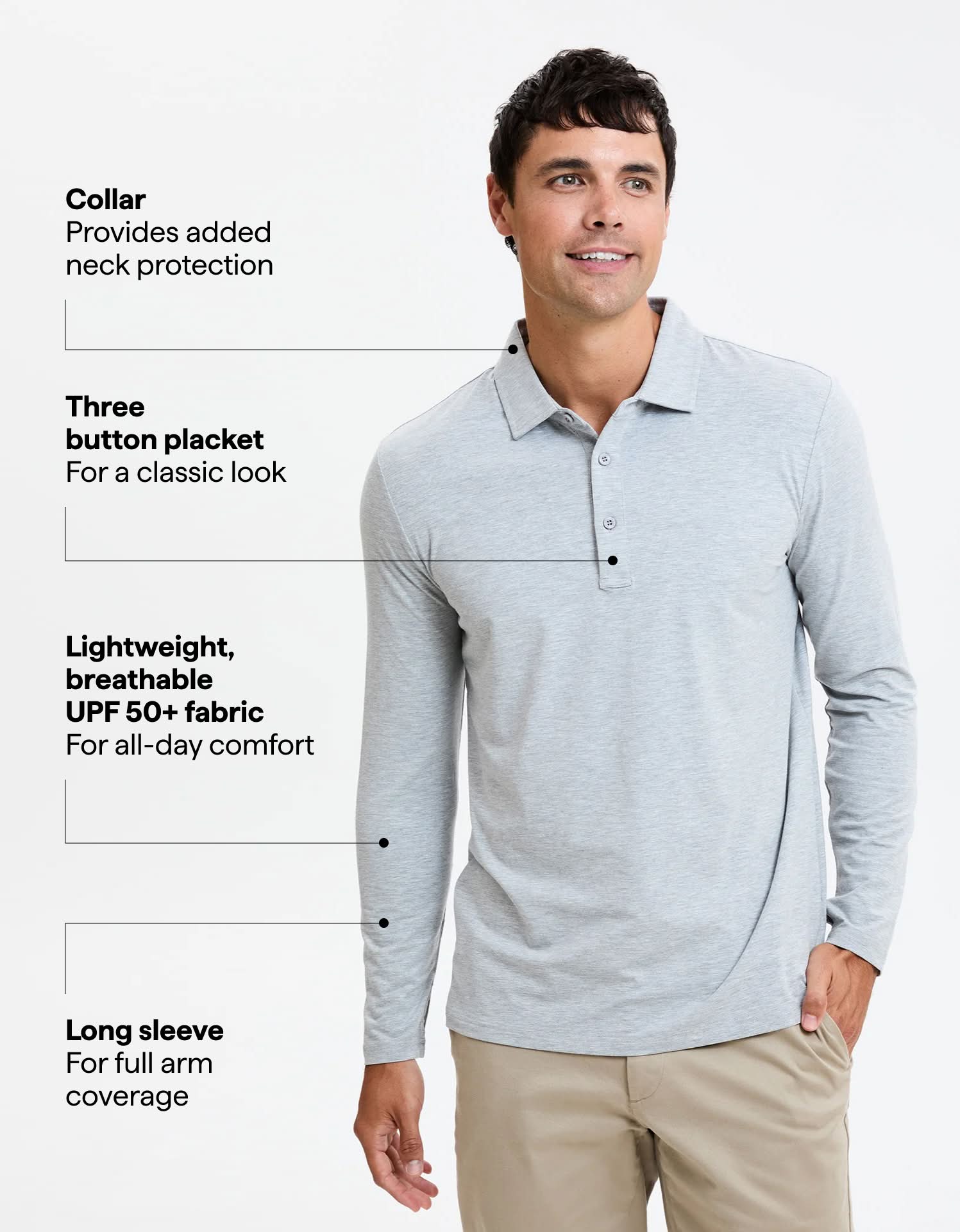 Long Sleeve Polo Shirt UPF 50+ - Image 34
