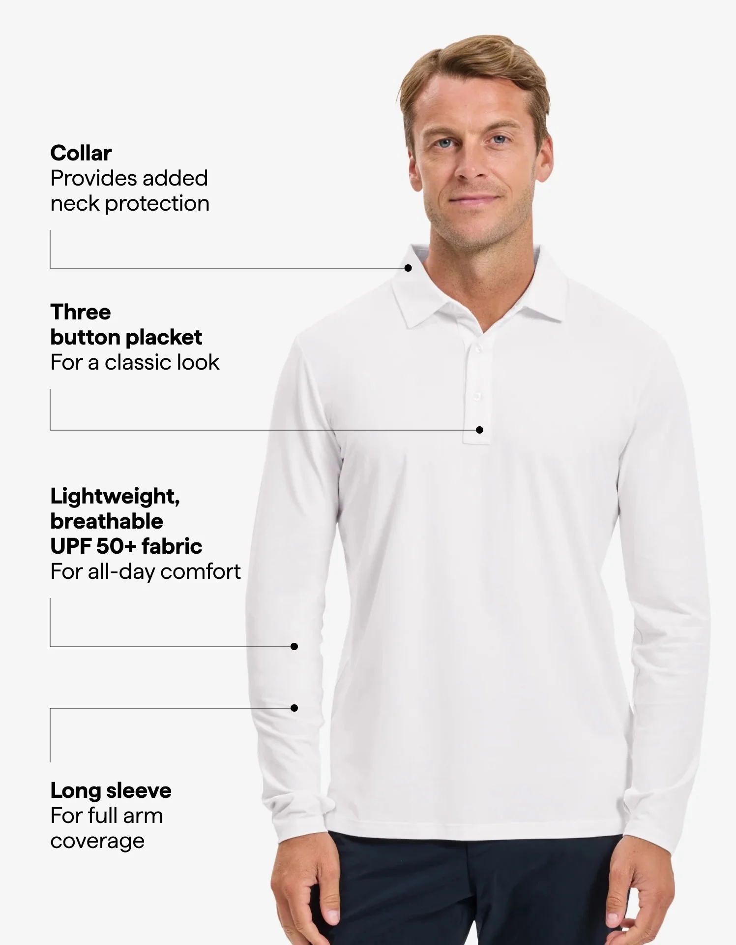 Long Sleeve Polo Shirt UPF 50+ - Image 39