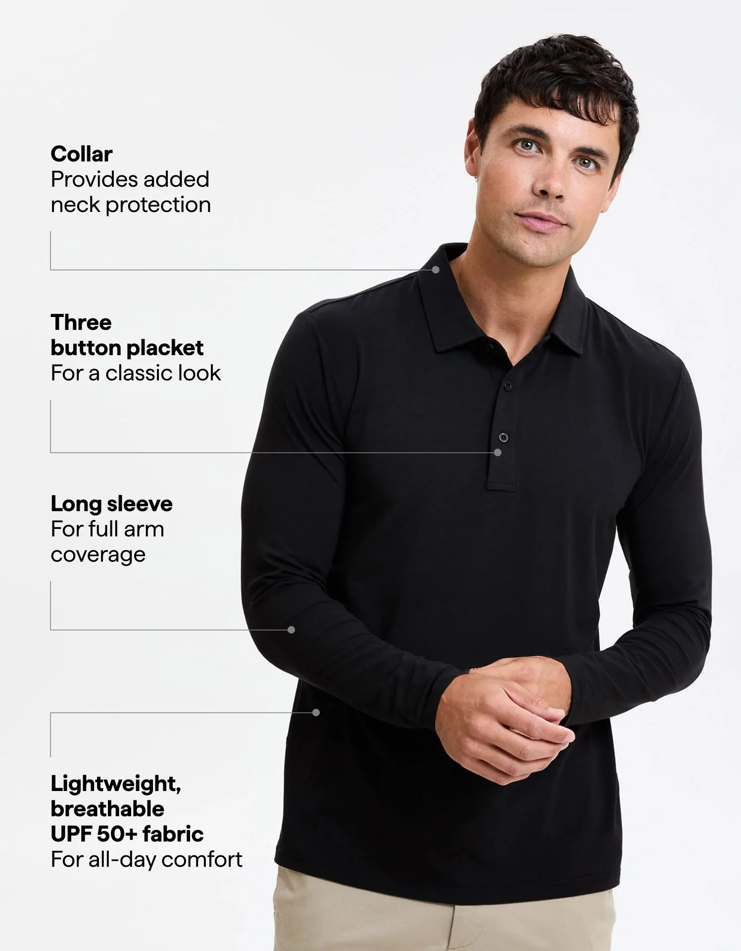 Long Sleeve Polo Shirt UPF 50+ - Image 46
